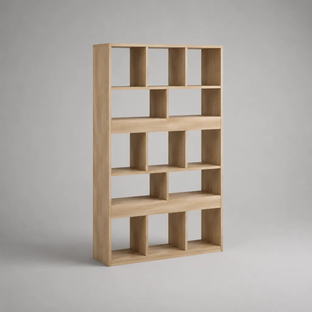 Rechteckiges Bücherregal aus Spanplatte, Eiche natur, 100 × 30 × 180 cm, 13 offene Fächer