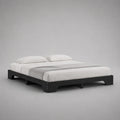Plattform-Doppelbett aus massivem Kiefernholz ohne Kopfteil, Schwarz, Liegefläche 180 × 200 cm