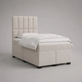 Boxspringbett mit Matratze und Polyesterbezug, Beige/Schwarz, 100 x 215 x 145 cm, Liegefläche 90 x 200 cm