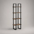 Bücherregal mit 4 Ablagen aus melaminharzbeschichteter Spanplatte und Stahlgestell, Braun/Schwarz, 60 × 30 × 160 cm