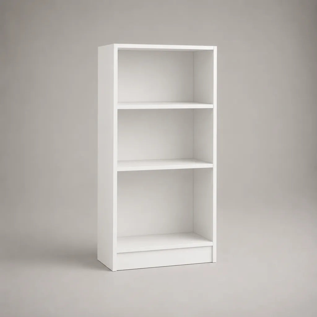 Bücherregal aus Holz mit 3 offenen Fächern, Weiß, 120 × 50 × 24 cm