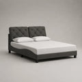 Polsterbett Doppelbett 160 × 200 cm aus PU-Kunstleder, MDF und Stahl mit Lattenrost, Dunkelgrau