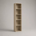 Bücherregal aus Holz, Standregal mit 5 Fächern, Hellbeige, 180 × 40 × 30 cm