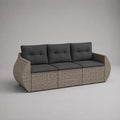 Gartensofa 3-Sitzer aus PE-Rattan mit Polyesterpolstern, Taupe/Dunkelgrau, 190 × 75 × 75 cm